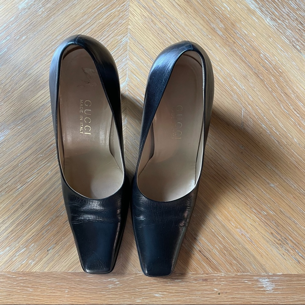 Gucci Tom Ford Era Square Toe Leather Pumps 7.5